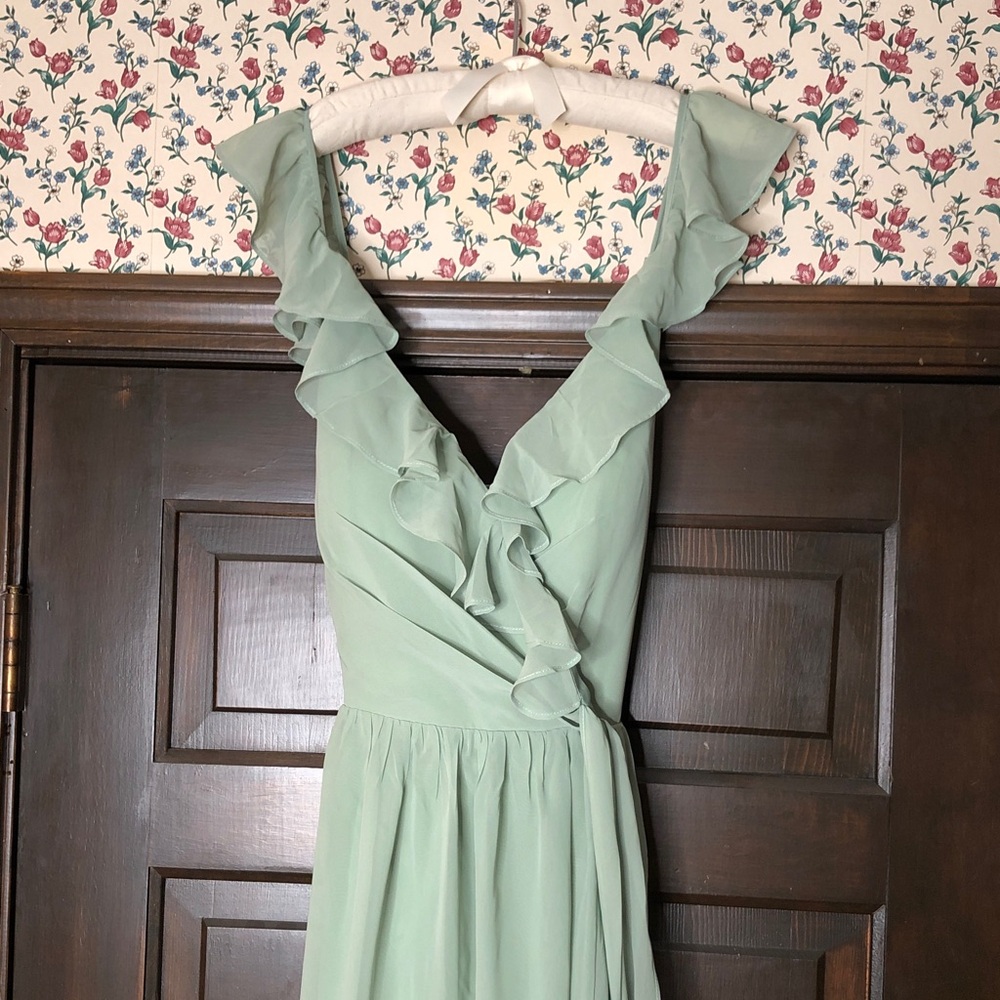 NEW Revelry Valerie Chiffon Faux Wrap Dress in Sage W12